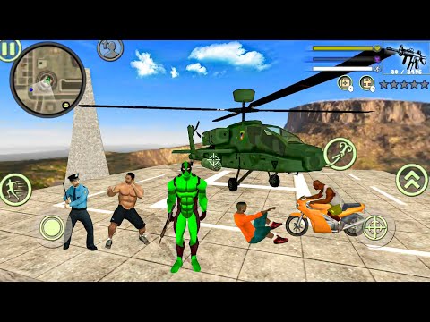 Green Deadpool Rope Hero Vice Town #29 - Gangsters at Military Base - Android Gameplay