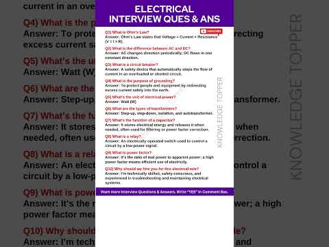 Electrical Interview Questions and Answers | Electrical Engineer Interview Questions and Answers