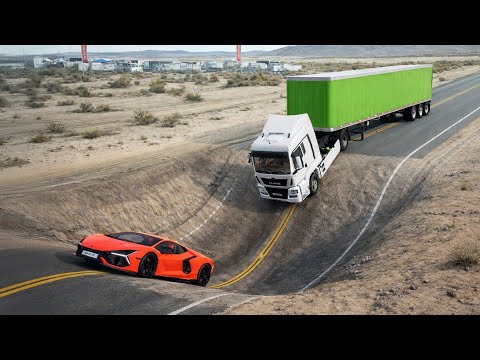 Cars vs Giant Dip Challenge #6 in BeamNG Drive!