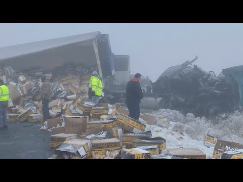 Freezing fog blamed for 30-vehicle pile-up on I-90