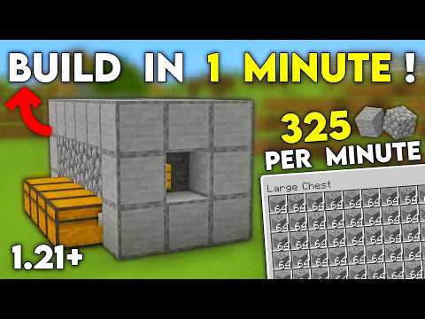 EASIEST AUTOMATIC STONE GENERATOR TUTORIAL in Minecraft Bedrock 1.21 (MCPE/JAVA/PC)