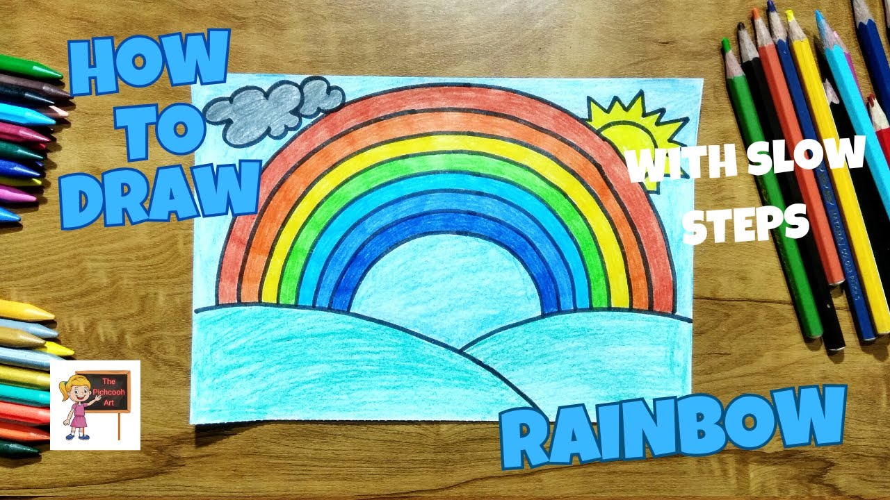 How to draw🖌️a🌈 RAINBOW 🌈||easy for kids☺️||step by step||coloring🎨- Arttutorialsforkids☺️