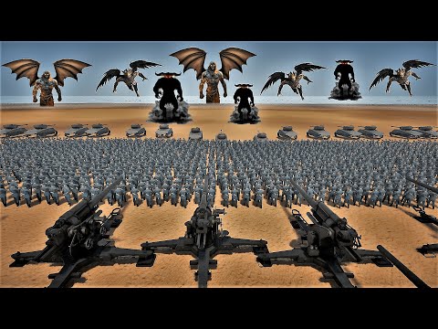 Demonic Army Beach Landing Vs Human Army Defenses | UEBS 2 Battle Simulator