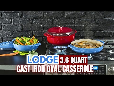 Lodge Essential Enamel Braiser 3.5 Quart - Refrigerator- & Oven-Safe up to 500° F - Heat-Retaining, Induction-Safe & PFAS-Free Enamel Cookware - Caribbean Blue video review thumbnail