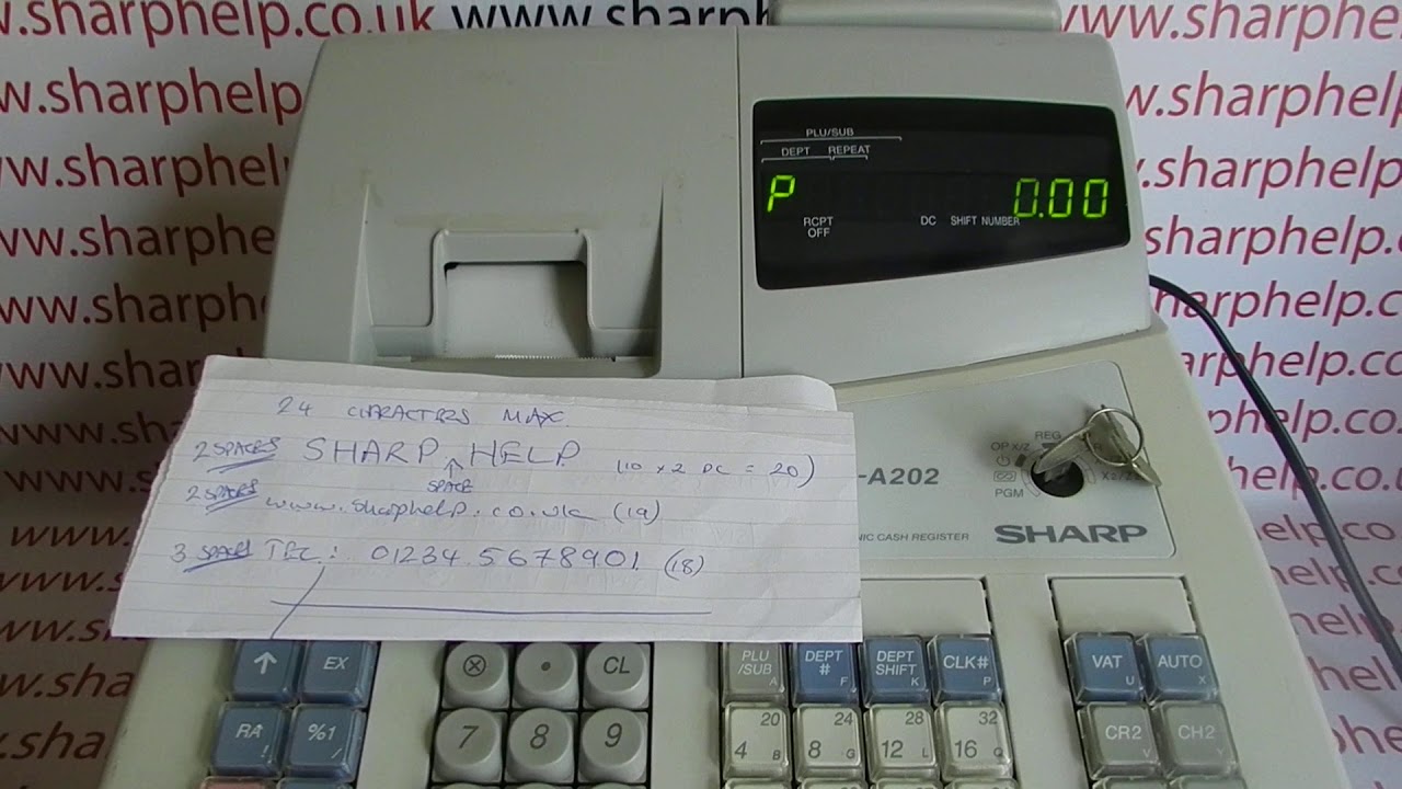 Programming Shop Name Thank You Message On Sharp XE-A202 / XEA202 / XE-A301 / XEA301 Cash Registers