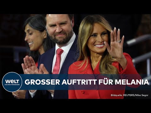 Video Thumbnail: VOR DONALD TRUMPS REDE: Melania Trump zeigt sich bei Parteitag in Milwaukee