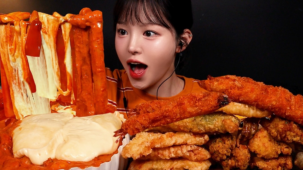 SUB)요청폭발!응떡 크림카레떡볶이 먹방🔥치즈 두번 추가 튀김들까지 쌓아서 먹기 응급실떡볶이 꿀조합 S