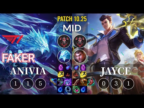 T1 Faker Anivia vs Jayce Mid - KR Patch 10.25