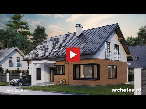 Projekt domu Omega Dron - archeton pl - z użytkowym poddaszem 176,7 m2