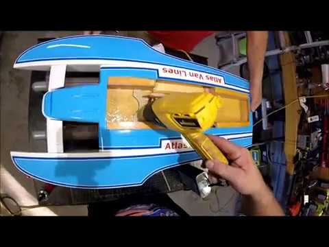 RC boat hydroplane rigging part 3 finishing up on the stuffing tube