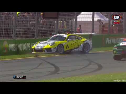 Porsche Carrera Cup Australia 2018 Melbourne Taylor Crashes