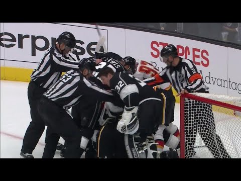 Flames and Kings put officials to work as both teams lose their cool late in the game
