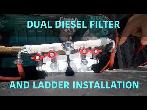 Vetus dual diesel fuel filter and boarding ladder installation