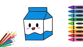 "Easy Step-by-Step on How to Draw a Cute Milk Carton" | Kids Drawing