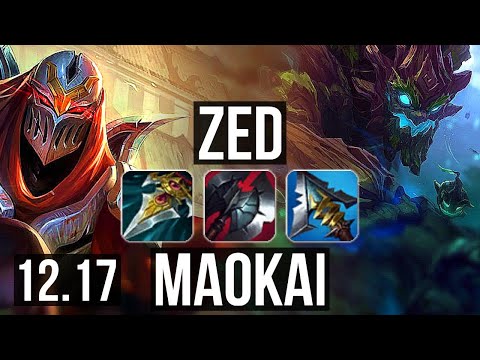 ZED vs MAOKAI (JNG) | 9/1/9, Rank 5 Zed, 1.8M mastery, Legendary | TR Grandmaster | 12.17