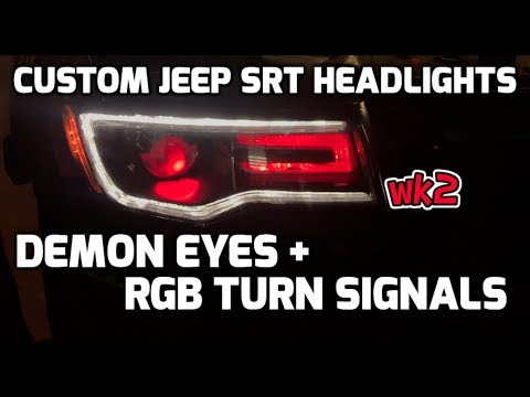 Custom Jeep Grand Cherokee SRT Headlights w/ Demon Eyes and Custom Built RGB Turn Signals