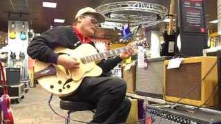 Video thumbnail for "Testing Out & Playing The Ibanez Artcore AF-105 NT Jazz Hollow Body Guitar At G.C." Aug. 2, 2015 by BigWill/GodsHeavenUniverse