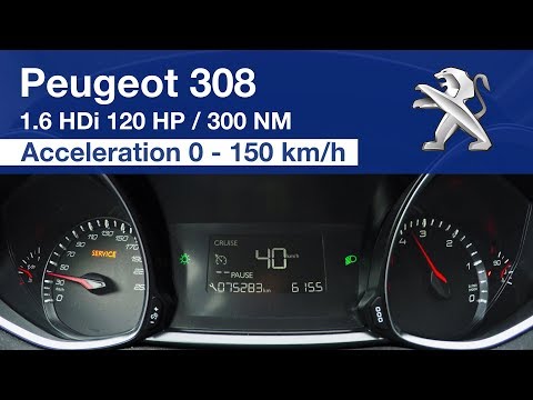 Peugeot 308 1.6 HDi 120 PS Beschleunigung 0 - 150 km/h