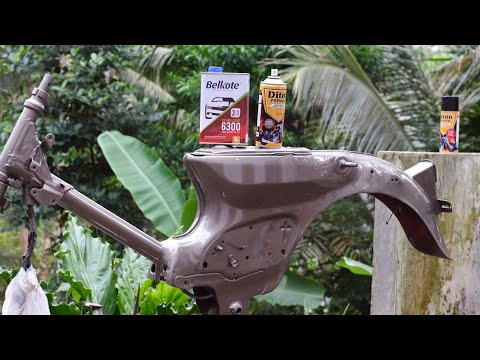 POISON AGAIN 😁 REPAINT MOTORCYCLE FRAME C70 TITANIUM GREY | CLEAR BELKOTE 6300