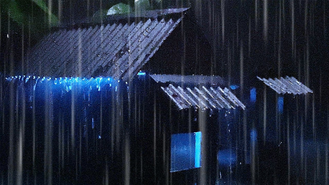 Fall Asleep instanly in 10 minutes with rain and thunder on the roof of the house at night