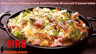 Delicious Cheesy Ham and Potato Broccoli Casseroles