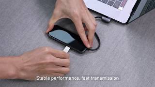 Baseus USB-C / USB / HDMI Hub 60W 5 Poorten voor Laptop/MacBook Grijs Kabels