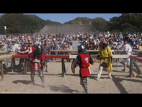 Video Thumbnail: Armoured fighters storm Denmark’s Spøttrup Castle for IMCF world championship