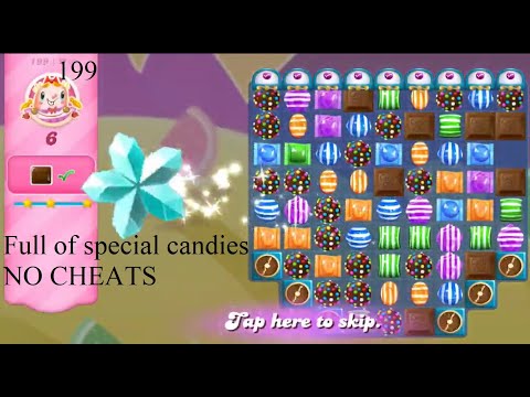 Candy Crush Saga Level #199 10 moves left no boosters sugar stars full of special candies for real!