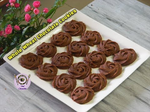 Whole Wheat Chocolate Rosette Cookies | Eggless Chocolate Cookies |आटा चॉकलेट बिस्कुट Video