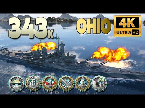 Battleship Ohio on map Loop, 342k damage - World of Warships