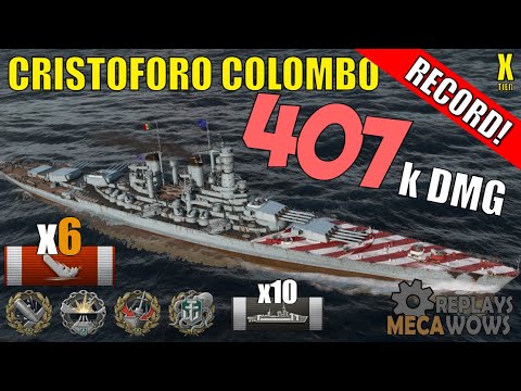 DAMAGE RECORD! Cristoforo Colombo 407k Damage | World of Warships Gameplay