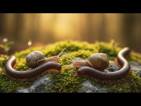The Most Peaceful Encounter in Nature : Millipedes & Snails #oddlysatisfying #wildencounter