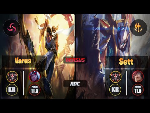 GrandMaster VARUS [Hail of Blades] (ADC) VS  SETT - Grandmaster KR Patch 11.9