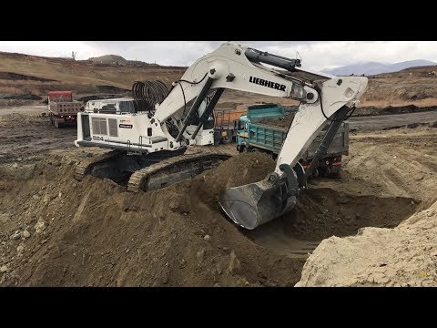 Liebherr 984 Excavator Loading Trucks With Two Passes - Sotiriadis Mining Works