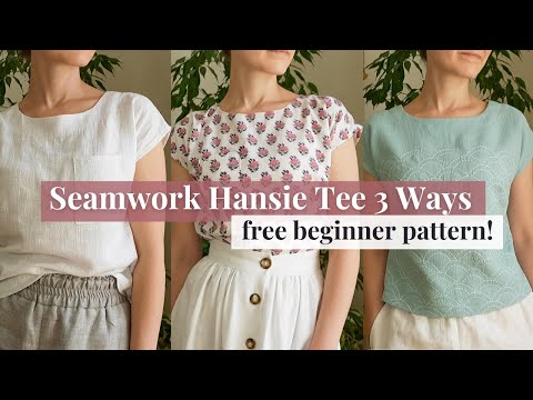 The Perfect Woven Tee 3 Ways: Seamwork Hansie Sew-Along｜Free Beginner Sewing Pattern 🪡