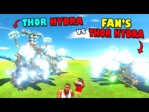 FAN MADE THOR HYDRA vs REAL THOR HYDRA in Animal Revolt Battle Simulator with SHINCHAN and CHOP