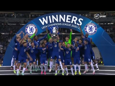 Chelsea lift the 2020/21 Champions League trophy! Winners for a second time!