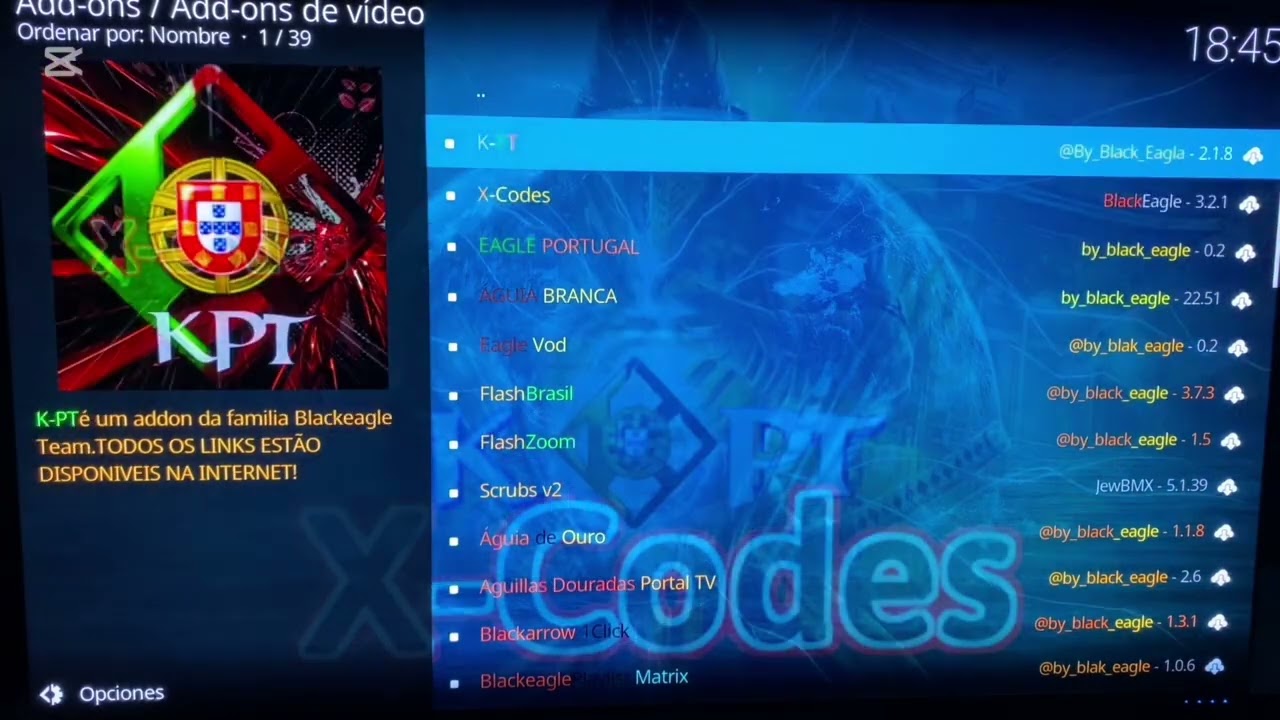 Instalar Addon Àguia Branca en Kodi.