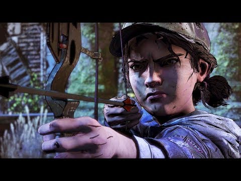 Clementine confronts Lilly with her bow and arrow
