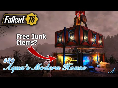 Fallout 76 - Free Junk Items Mini Red Rocket Camp w/ quick tips & tutorial (Aqua's Modern house #89)