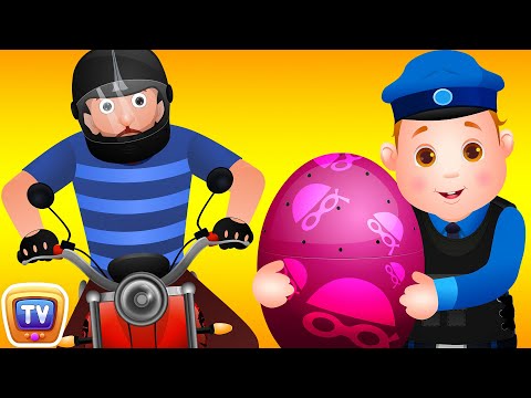 ChuChu TV Police Chase Thief in Police Helicopter & Save Pet Animals in Giant Surprise Eggs for Kids
