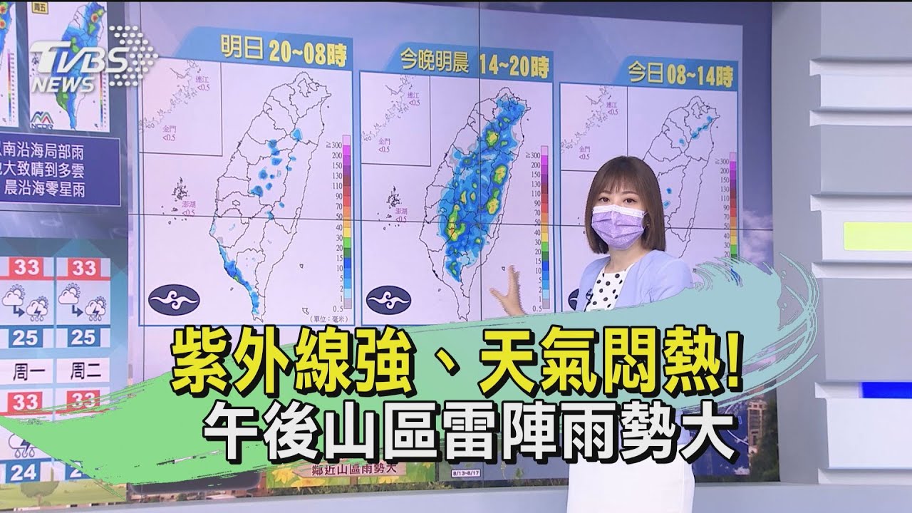 紫外線強天氣悶熱 喝水防曬！午後山區雷陣雨