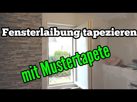 Wallpapering the window with patterned wallpaper Wallpapering the window reveal Non-woven wallpaper