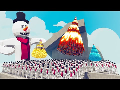 200x SNOWMAN vs 4x EVERY GOD - Totally Accurate Battle Simulator TABS