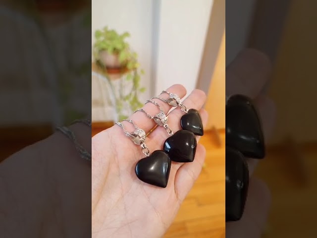 Vídeo relacionado con zalati Collar con colgante de obsidiana natural con cuerda trenzada, estilo de ojos de arco iris, para regalo de piedra de la suerte, Obsidiana, Obsidiana