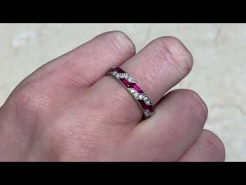 Platinum Diamond and Ruby Eternity Band - Ellamore Band - Hand Video