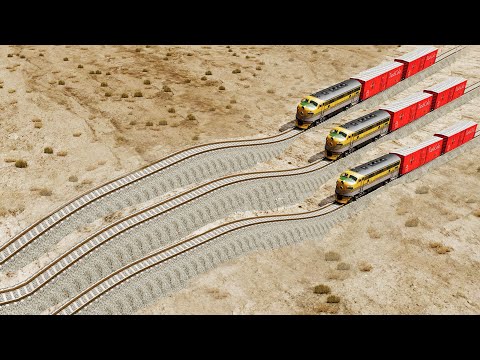 Impossible Speed Bump Rail Tracks Vs Trains Crossing 😱 BeamNG.Drive