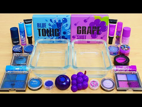 Grape vs Blueberry - Mixing Makeup Eyeshadow Into Slime ASMR