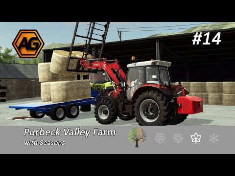 BALING AND CARTING - Farming Simulator 19 - Purbeck Valley Farm - Seasons - Timelapse Episode 14