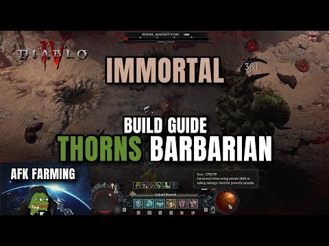 IMMORTAL Thorns Barbarian is BACK! 100% UNKILLABLE AFK Farming Diablo 4 Season 2